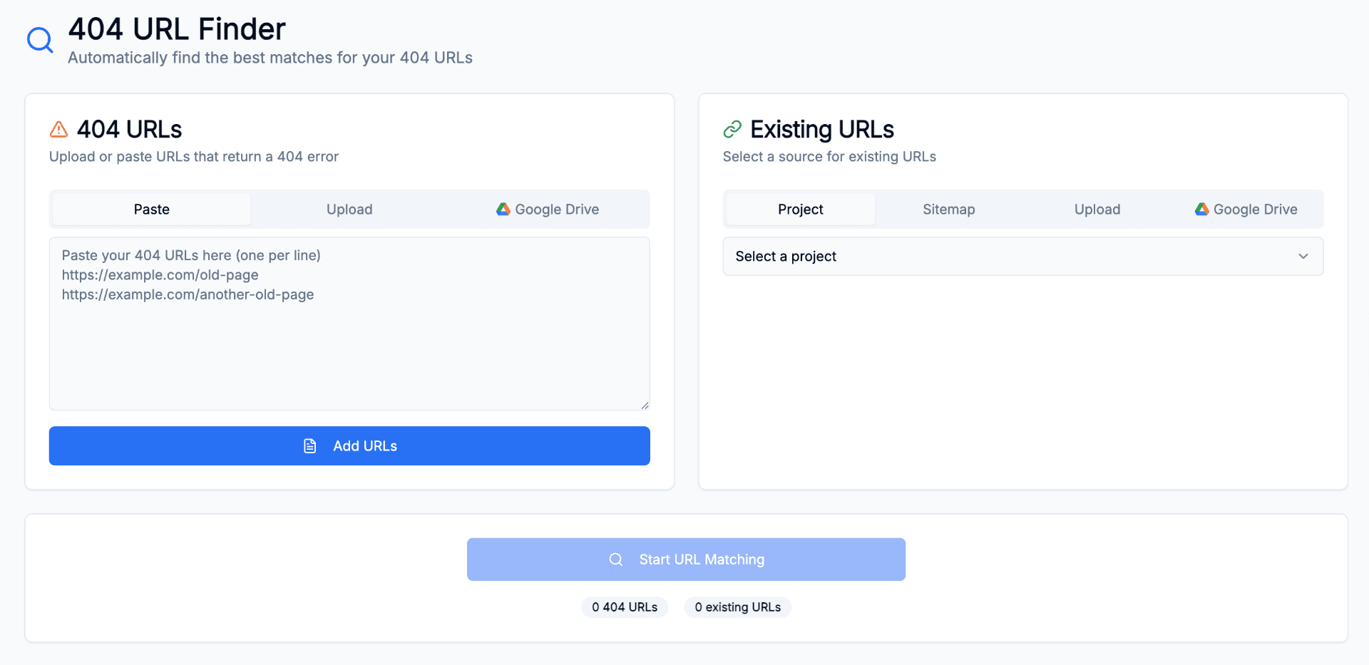 Add missing URLs in URLMatcher using sample data